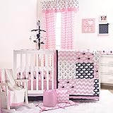 Nautical Whales and Anchors Pink 5 Piece Crib Bedding Set by The Peanut Shell