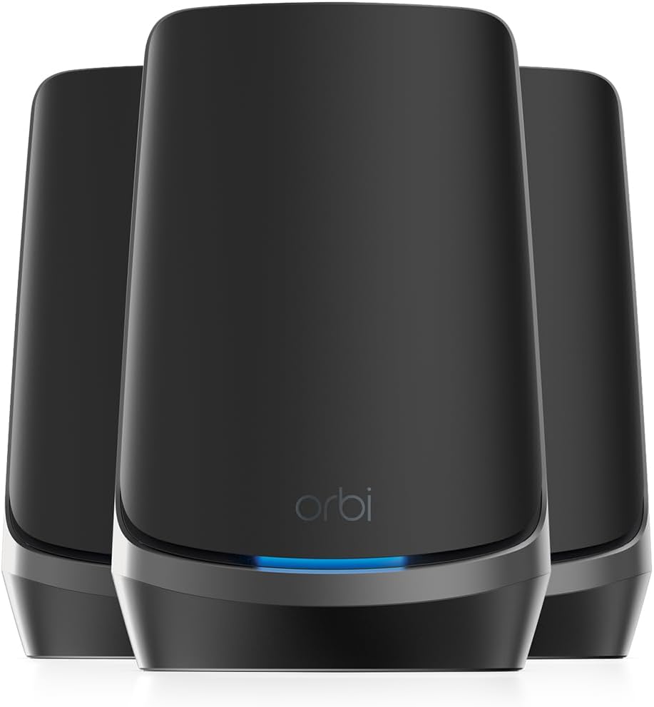 NETGEAR Orbi WiFi 6E Mesh System 3 Pack Black 960 Series Router Mesh Network