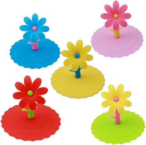 Amazon 太陽の花 マグカップカバー カップリッド カップ蓋 食品グレードのシリコン蓋 プ保温 コップの蓋 キッチン コップ 再利用可能 防塵 小物 ふた カッ 5個 セット カップカバー オンライン通販