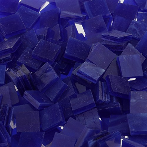 Jili Online 500 Pieces Square Glass Pieces Mosaic Tiles Tessera for Mosaic Making Craft Dark blue & Lake blue 10x10mm - Thumbnail 3