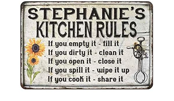 Amazon Com Stephanie S Kitchen Rules Chic Sign Vintage Decor 12 X 18 Matte Finish Metal 112180032044 Furniture Decor Suceess achieved through the tanf work program. amazon com