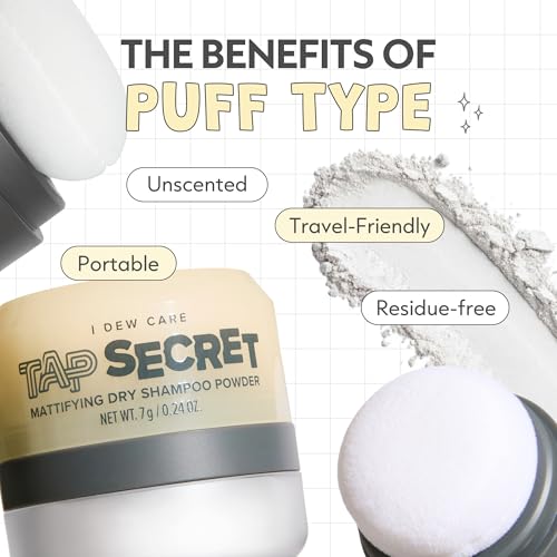 I DEW CARE Biotin Dry Shampoo - Tap Secret Original | Instantly Refresh Hair Root Boosting Powder, Black Ginseng, Biotin | Vegan, Gluten-free, For Fuller Looking Hair, Travel-Friendly, 0.24 Oz
