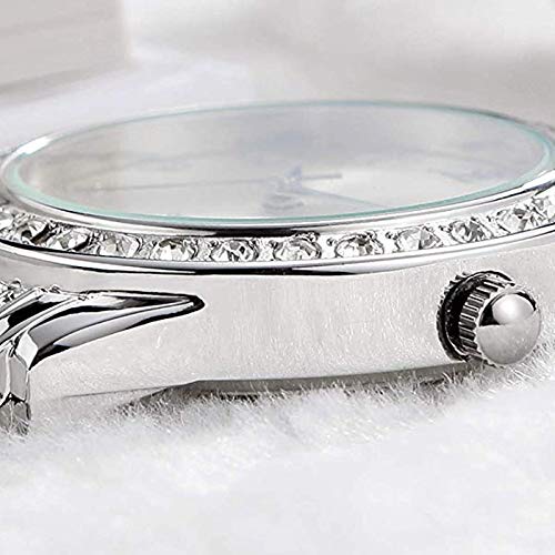 YOSIMI Women Watches Quartz Waterproof Silver Steel Bracelet Luminous Sapphire