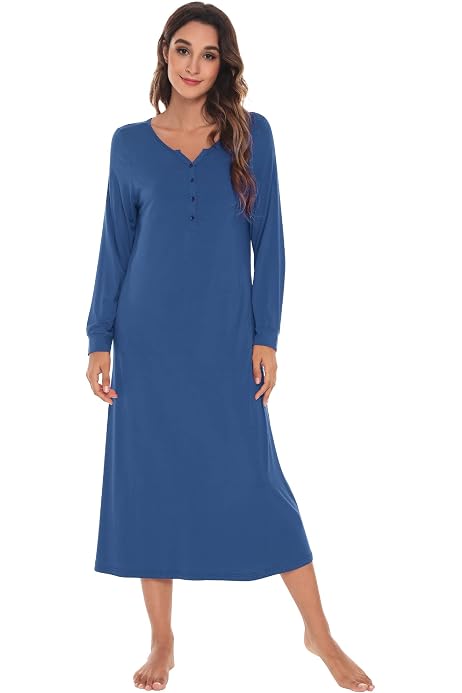 Long Sleeve Supima Midcalf Nightgown 
