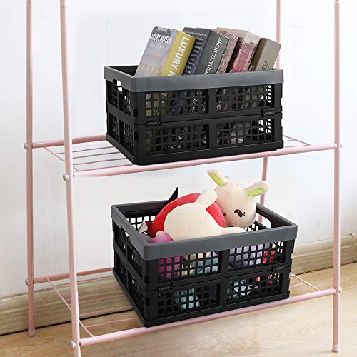 Fiazony 3Pack 15 L Plastic Collapsible Crate, Folding Storage Baskets