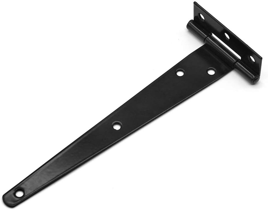 D-Orange 2 Pack T-Hinge Gate Shed Hinges 200mm/8 Inch Heavy Duty Metal Black Strap Hinges With Screws for Gates Shed and Barn Doors - Image 3