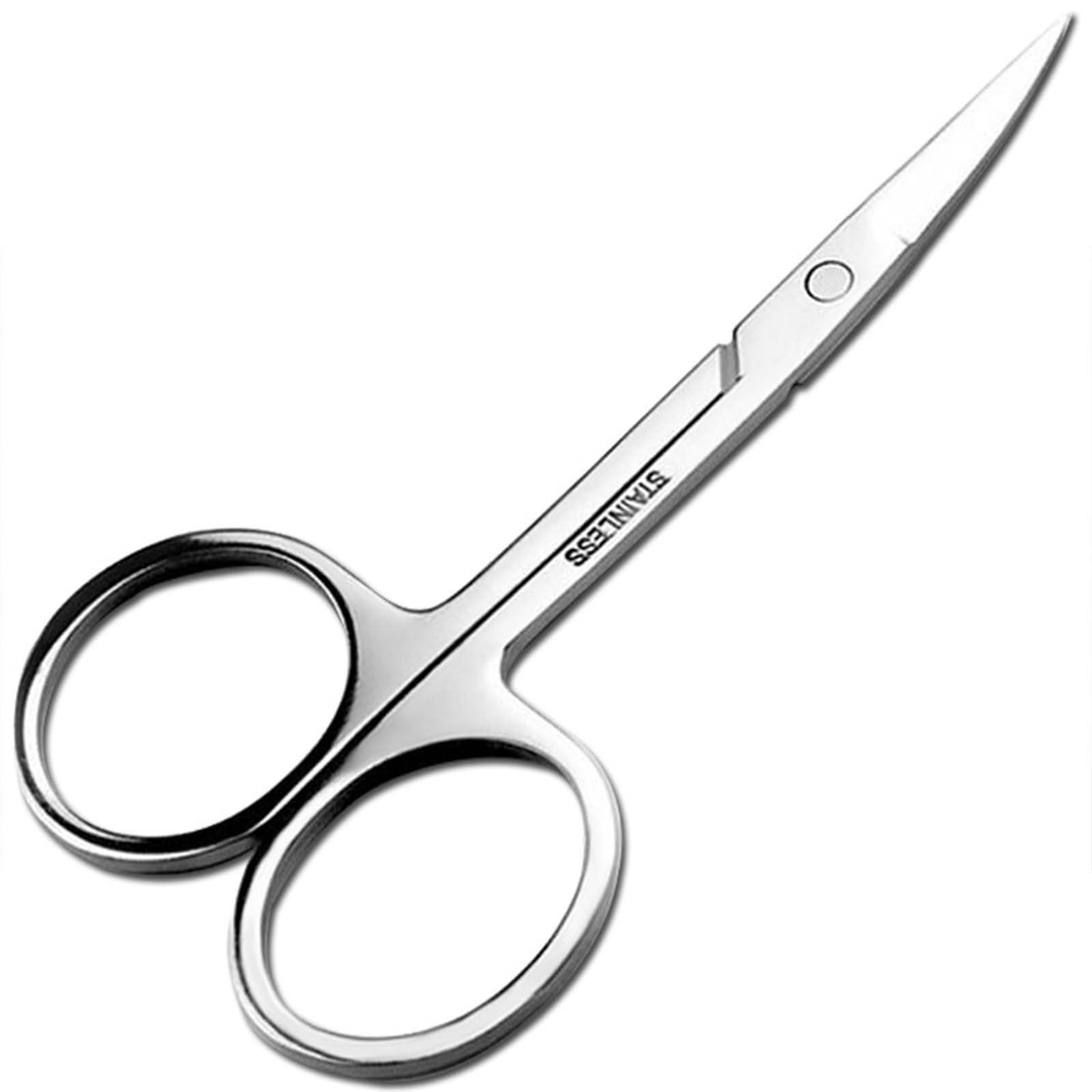 Generic Professional Precision Nail Scissors, Stainless Steel, Silver, Multi-Purpose Small Eyebrow, Toenail, Curved Blade