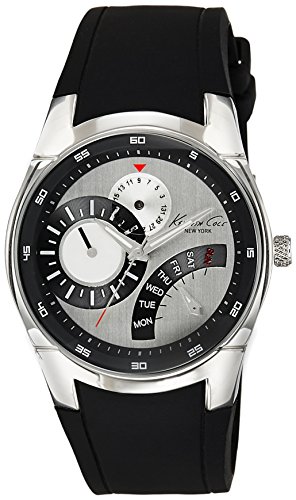Kenneth Cole New York Men's KC1907 Slim Silver Case Round Multi-Function Silicon Watch