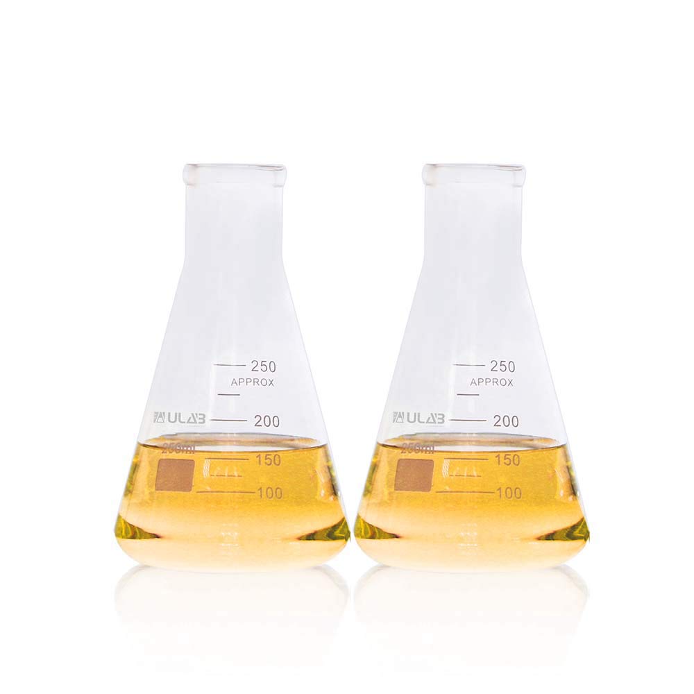ULAB Scientific Narrow-Mouth Glass Erlenmeyer Flasks, 8.5oz 250ml, 3.3 Borosilicate with Printed Graduation, Pack of 2, UEF1023