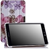 MoKo Samsung Galaxy Tab 4 7.0 Case - Ultra Slim Lightweight Smart-shell Cover Case Stand, Floral PURPLE (WILL NOT Fit Samsung Galaxy Tab 3 7.0)