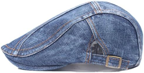 Cliror 2017 Women Men Boys Girls Fashion Denim Flat Cowboy Cap Jean Cabbie Duckbill Hat Newsboy Hunting Beret Hat (Dark Blue)