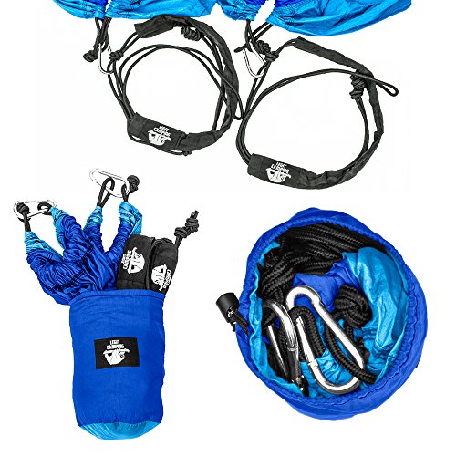 Legit Camping Double Hammock - Lightweight Parachute Portable Hammocks for Hiking, Travel, Backpacking, Beach, Yard Gear Includes Nylon Straps & Steel Carabiners (Ice Blue/Sky Blue)