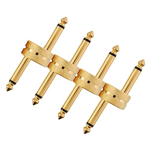 Cewaal 4 Pieces Guitar Audio Connector Musical Dual Instrument Plug Patch Solder Converter Effect Pedal