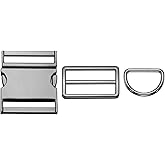 HARFINGTON Metal Side Release Buckles Adjustable Quick Release Buckle with Tri-Glide Sliders D Rings for Nylon Strap Backpack