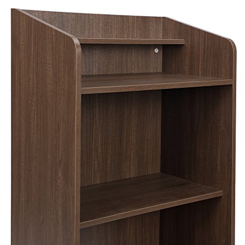 FIVEGIVEN Standing Lectern Podium Wood, Floor Lectern with Shelf Espresso