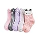 MKLOT 5 Pairs Assorted Non Skid Kids Cozy Ankle Cotton Socks Baby Boys Girls Toddler Walker Stretch Cartoon Footsocks Sneakers Crew Socks With Grip For 9-12 Years Old Kids