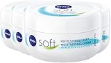 NIVEA Soft 4 x 200ml Moisturising Cream with Vitamin E and Jojoba Oil