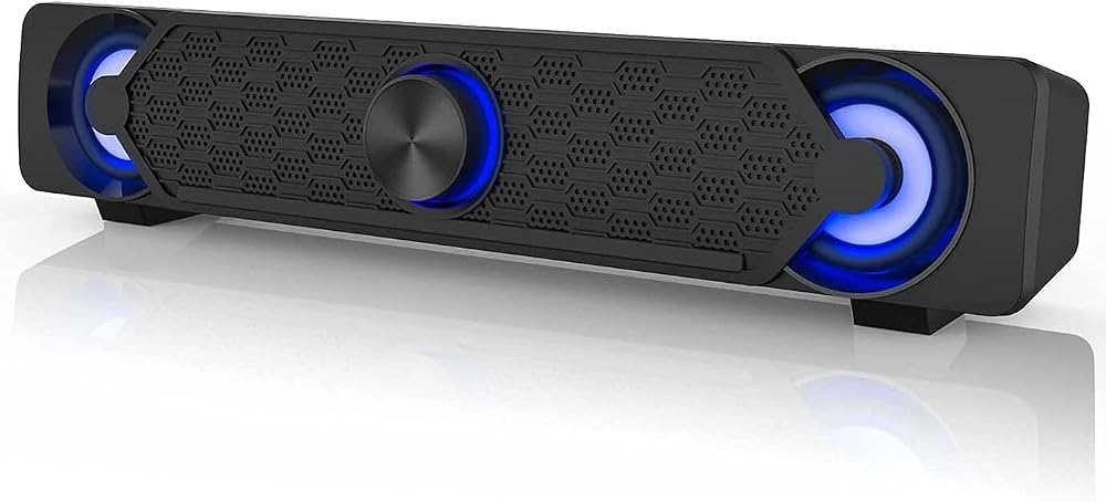 Smalody PC Speakers USB Soundbar with LED Lights, 5W Dual Driver