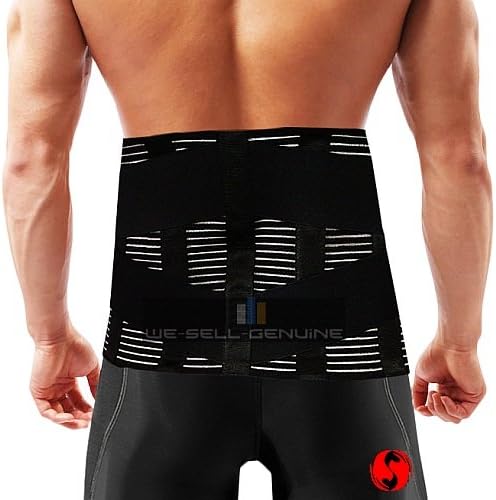 Precision Orthomedics Adjustable Medical Grade Double Pull Breathable Lumbar Lower Back Support Belt Brace Pain Relief (8 Sizes: 27-61 inches) - Posture Corrector Support Brace With Metal Splints