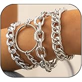 VIYPDRST Chunky Gold Chain Bracelets for Women,Trendy Gold Silver Chain Stacking Bracelets Punk Cuban Link Chain Bracelet Sets Fashion Gold Statement Bangle Bracelets Jewelry