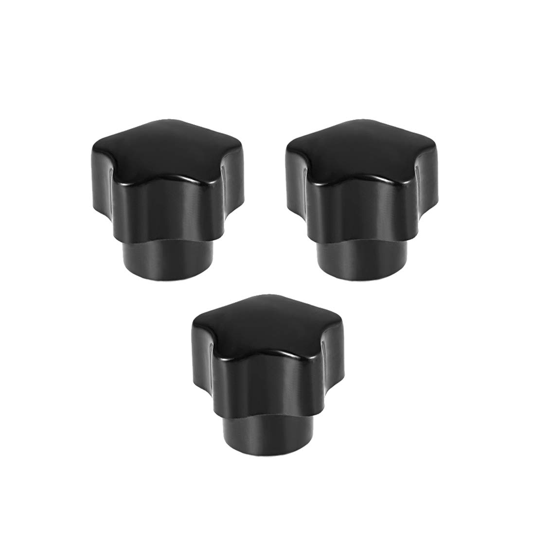 sourcing map M5 Nut Thread Clamping Knob, Black Plastic 5 Star Shape Knob Handle for Machine Tool, 3pcs