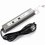 Intocircuit 30W Waterproof Superior Quality Aluminum Alloy LED Power Supply Driver LED Transformer 120 to 12 Volt DC Output, 6ft Cable