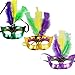 JOYIN Toy 12 Pack Mardi Gras Mask Masquerade Costume With Feather and LED