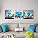 Canvas Wall Art for Bedroom Black and white landscape Blue rose flowers Bathroom Wall Decor Canvas Prints Watercolor 12
