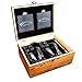 Premium Whiskey Stones Gift Set - 8 Granite Whiskey Rocks, 2 Large Whiskey Glasses, Tongs, Velvet Pouch, and 2 Coasters in an Elegant Handcrafted Wooden Box and Gift Packaging. Perfect Gifts for Men