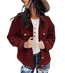 Womens Corduroy Shacket Button Down Shirts Casual