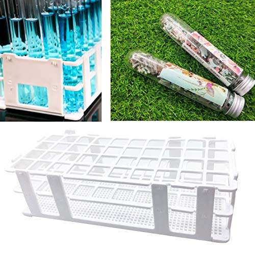 Luckkyme Plastic Test Tube Rack 2 Pack White 40 Holes Lab Test Tube Rack Holder for 21mm and Below The Test Tubes, Detachable, White - Thumbnail 4