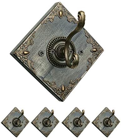 GomReck Wall Mounted Coat Hooks, 5 Pcs Vintage Wooden Rustic Dual Coat Racks Perfect Touch for Your Entryway, Mudroom, Kitchen, Bathroom (Hook #2)