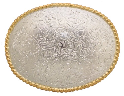 Bright Silver and Gold Rope Western Belt Buckle