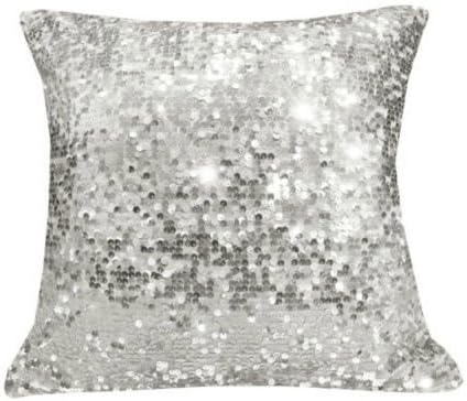Silver Sequins Sparkly Glitter Cushions Cover 45x45cm,Sparkling Throw Pillow Covers,Bling Square Pillow Cushion Case for Home Office Sofa Bed Car Cafe Decoration