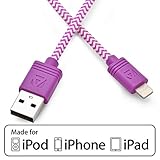 Aduro - Apple Certified / MFi - (6 Feet, 2 Meters) USB to Lightning Charge & Sync Cable fits all Apple Devices with Lightning Connector (Fiber Purple)