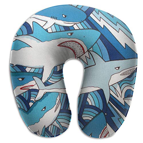 Laurel Neck Pillow Shark Pattern Travel U-Shaped Pillow Soft