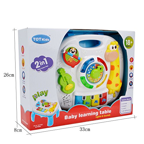 Wishtime Toddler Learning Table Music Toy 2 in 1 Early Education Toys Music Activity Center Table for Kids Babies Toddler Boys Girls 18+ Months