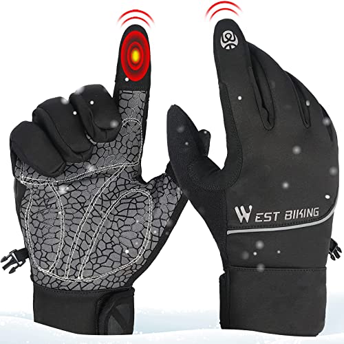 Winter Gloves Thermal for Men Women,Windproof & Touch Screen Mittens, Anti-Slip Full Finger Warm Gloves for Motorcycling Hiking Driving Running Cycling Stocking Stuffers