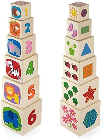 Viga Original Educational Toy Nesting and Stacking Wooden Blocks Eco Friendly& Safety for Ages 12 Month and Up