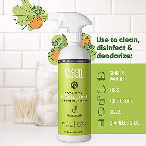 CleanWell Botanical Disinfectant Bathroom Cleaner, Citrus, 24 fl oz (1 ...