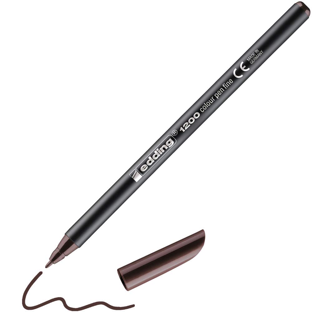 edding 1200 colour pen fine - dark brown - 1 pen - round tip 1 mm - felt-tip pen for drawing and writing - for school or mandala