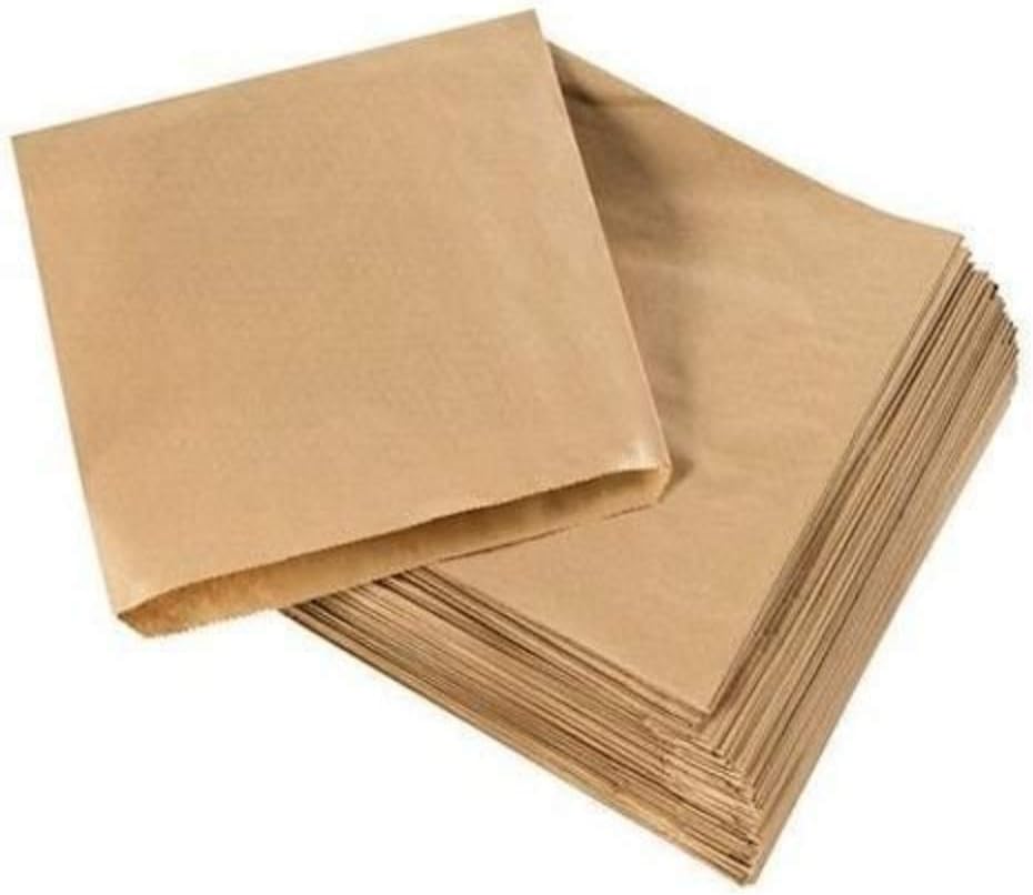 200 x Brown Strung Kraft Paper Food Bags for Food use Groceries, Sandwiches, Sweets, Popcorn etc, 7 x 7 inch