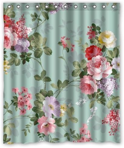 60 X 72 Waterproof Bathroom Vintage Floral Shower Curtain