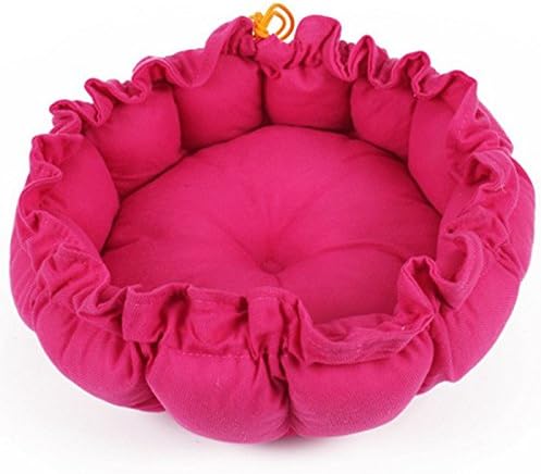 BreaDeep Cute Pumpkin Style Pet Nest Kennel Dual-purpose Dog Cat Sleeping Bed Cushion Mat Soft Warm House with Adjustable Drawstring,S size (Rose)
