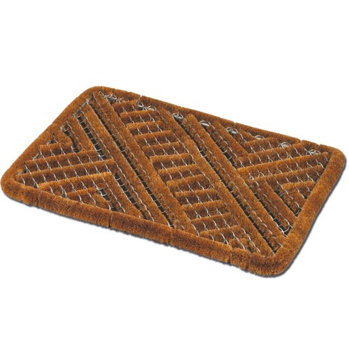 JVL Boston Natural Coir Steel Scraper Outdoor Entrance Door Mat, Metal