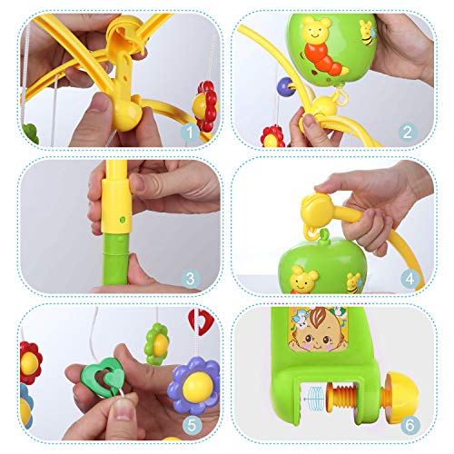 GrowthPic Musical Mobile Baby Crib Mobile with Hanging Rotating Toys and Music Box