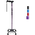 REHAND Quad Cane, Foldable Walking Cane for Men & Women with 4-Pronged Base for Extra Balance & Stability-Adjustable, Lightweight, Collapsible, Walking Stick for Right or Left Handed Seniors & Adults
