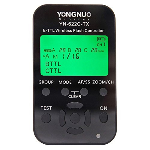 YONGNUO YN-622C-TX 7-Channel E-TTL Wireless Flash Controller for Canon E-TTL/E-TTL II Cameras, 2.4GHz Frequency, 1/8000sec Sync Speed