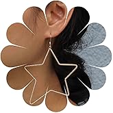 Andelaisi Punk Star Exaggerate Earrings Vintage Star Drop Earrings Gold Hollow Star Earrings Large Star Dangle Earrings Jewelry for Women