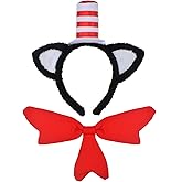 HODRME Cat Ears with Hat Headband and Bow Tie Set-Cat Costume Set Cosplay Party Halloween Accessories for Kids and Adults